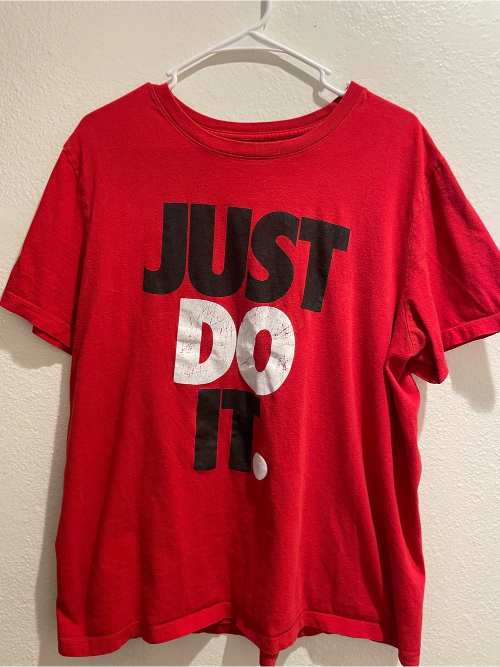 Nike Red 'Just Do It' Short Sleeve Tee with Black and White Logo